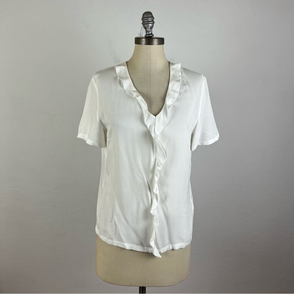 Marc O’ Polo White Ruffle V Neck Top